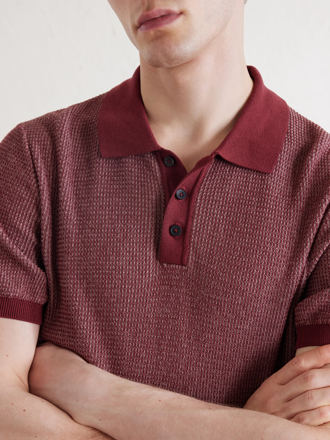 Mr P. - Honeycomb-Knit Silk And Cotton-Blend Polo Shirt