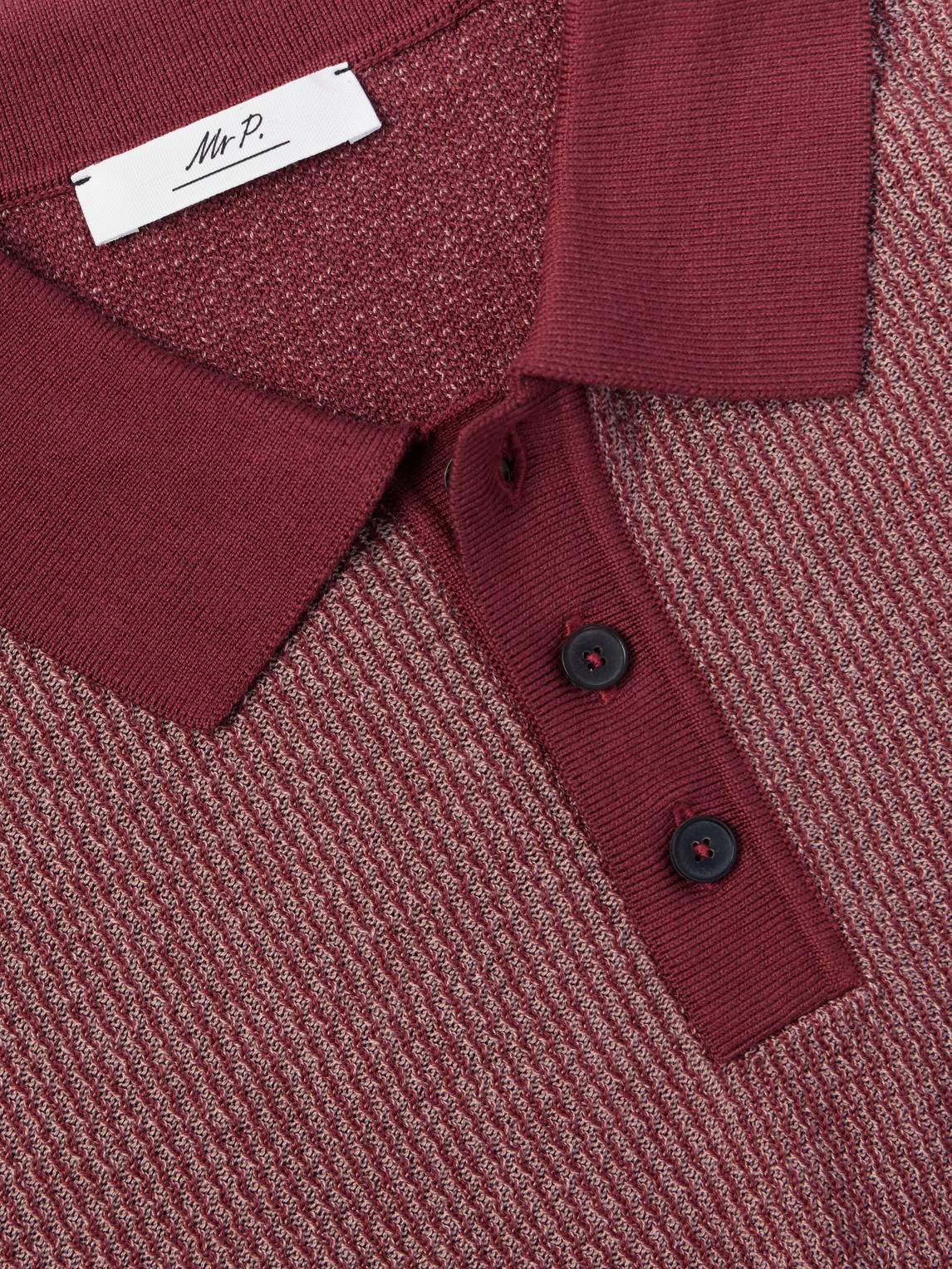 Mr P. - Honeycomb-Knit Silk And Cotton-Blend Polo Shirt