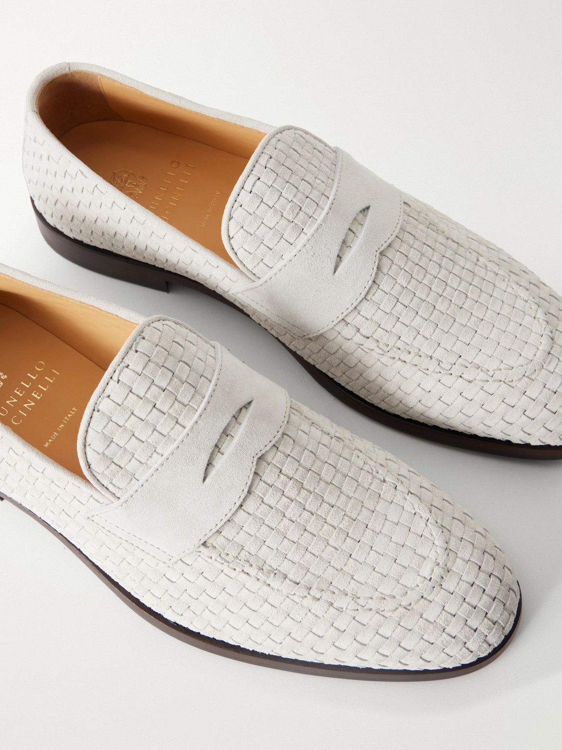 Woven Suede Penny Loafers