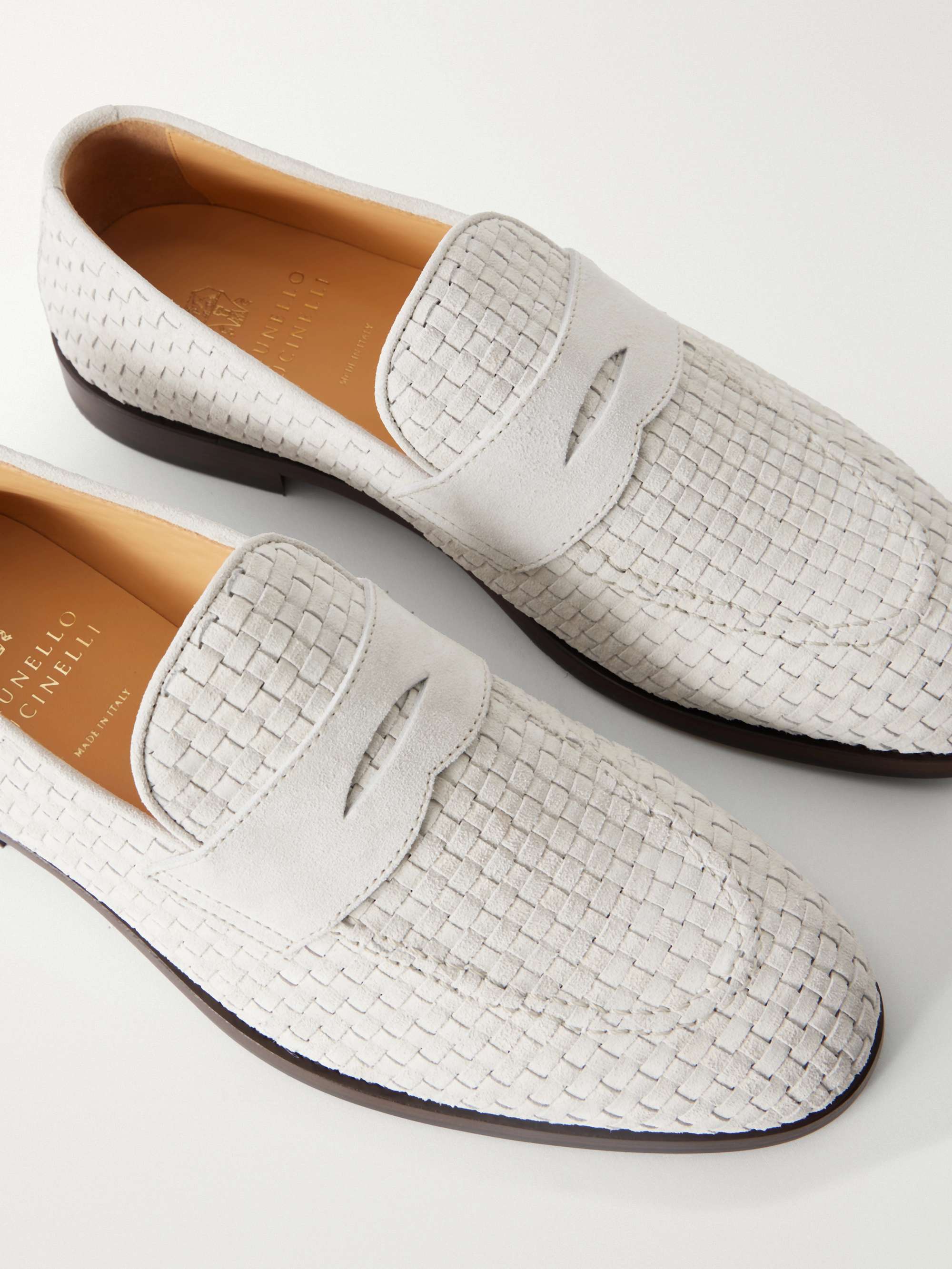 フ*)様 Brunello Cucinelli スウィングトップ 50 BRUNELLO CUCINELLI Woven Suede Penny Loafers for Men | MR PORTER