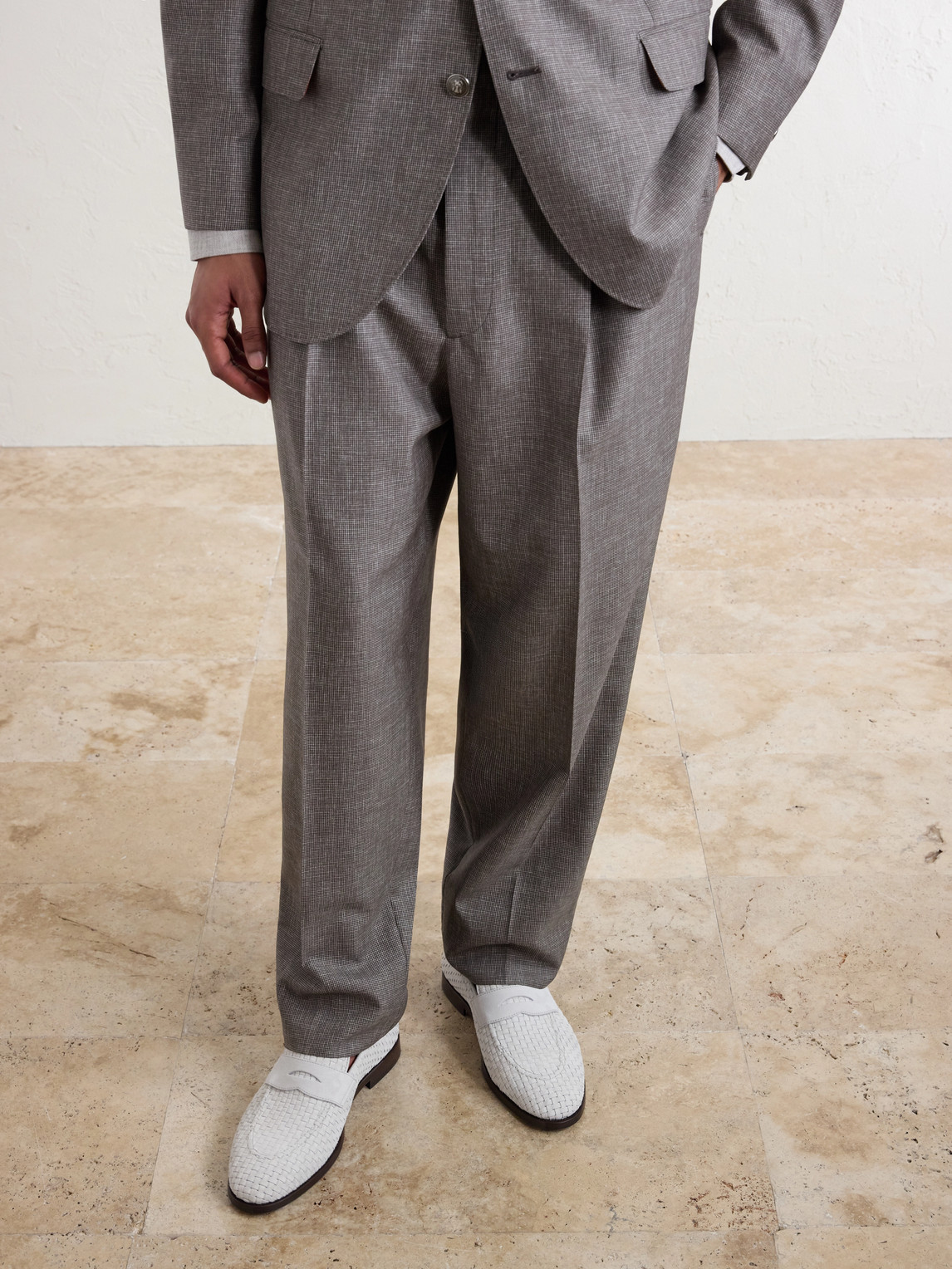 Woven Suede Penny Loafers
