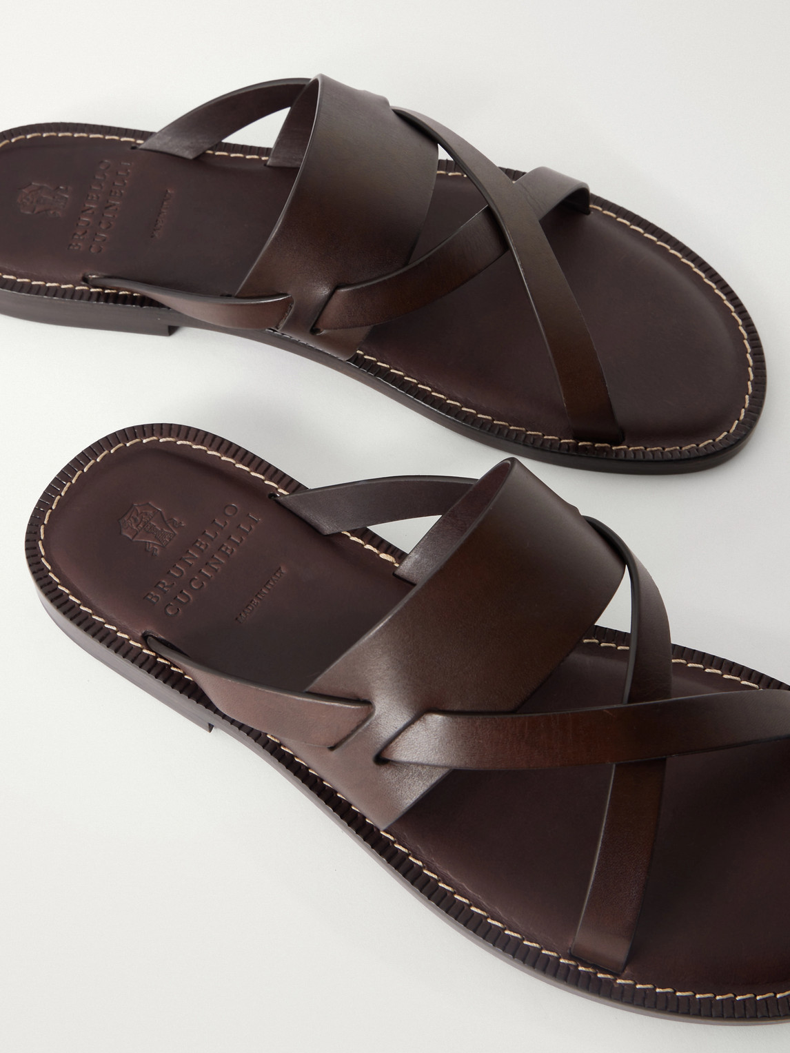  Brunello Cucinelli - Leather Sandals - Men - Brown - Eu 41 