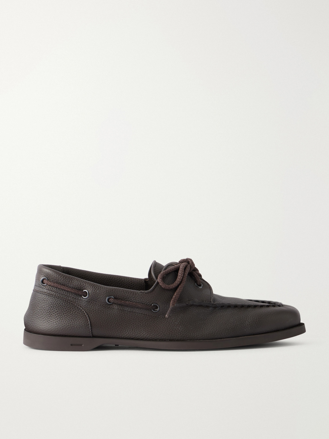 John Lobb Foil Full-Grain Leather Boat Shoes - Men