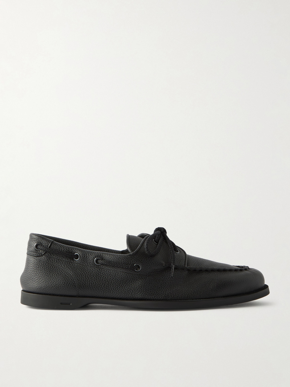 John Lobb Foil Full-Grain Leather Boat Shoes - Men
