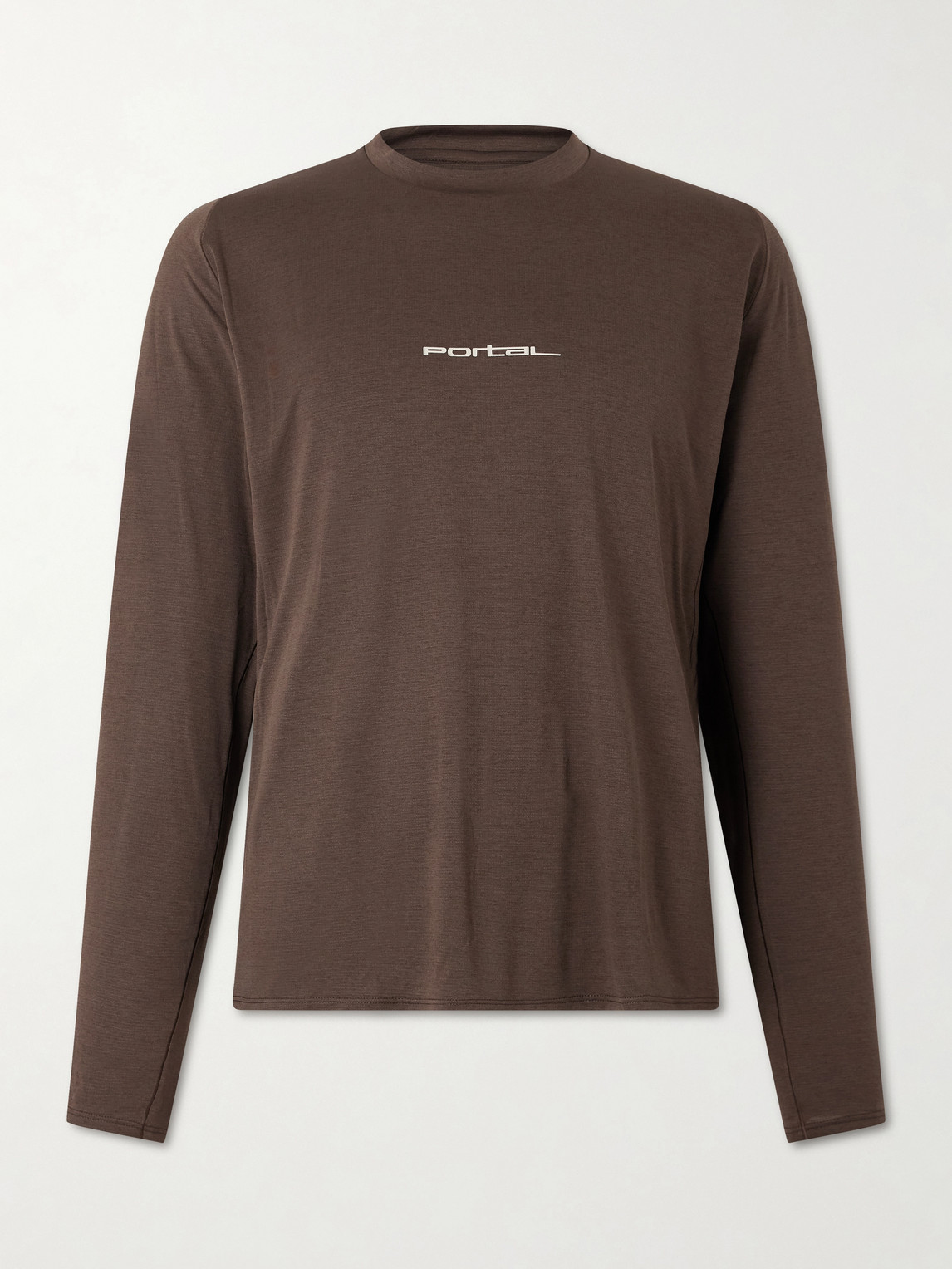 Portal Lateral Peak Logo-print Recycled-jersey T-shirt In Brown