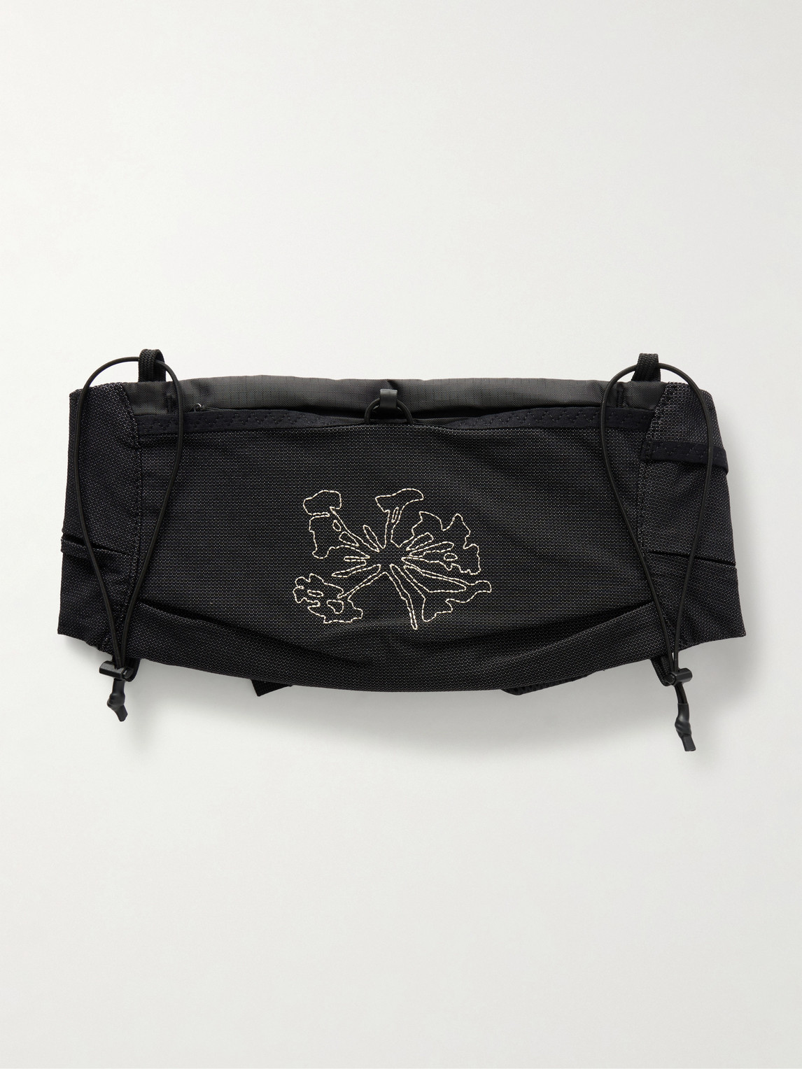 Portal Borders Embroidered Ripstop-trimmed Mesh Belt Bag In Black