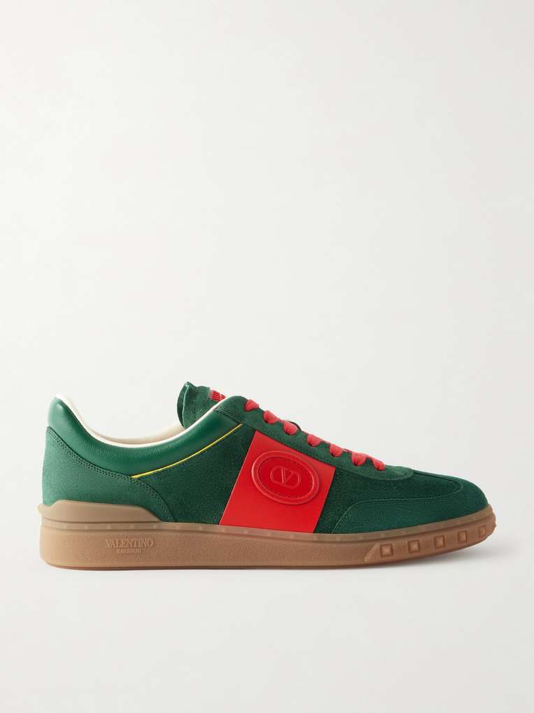 Valentino Garavani — Upvillage Leather-Trimmed Suede Sneakers