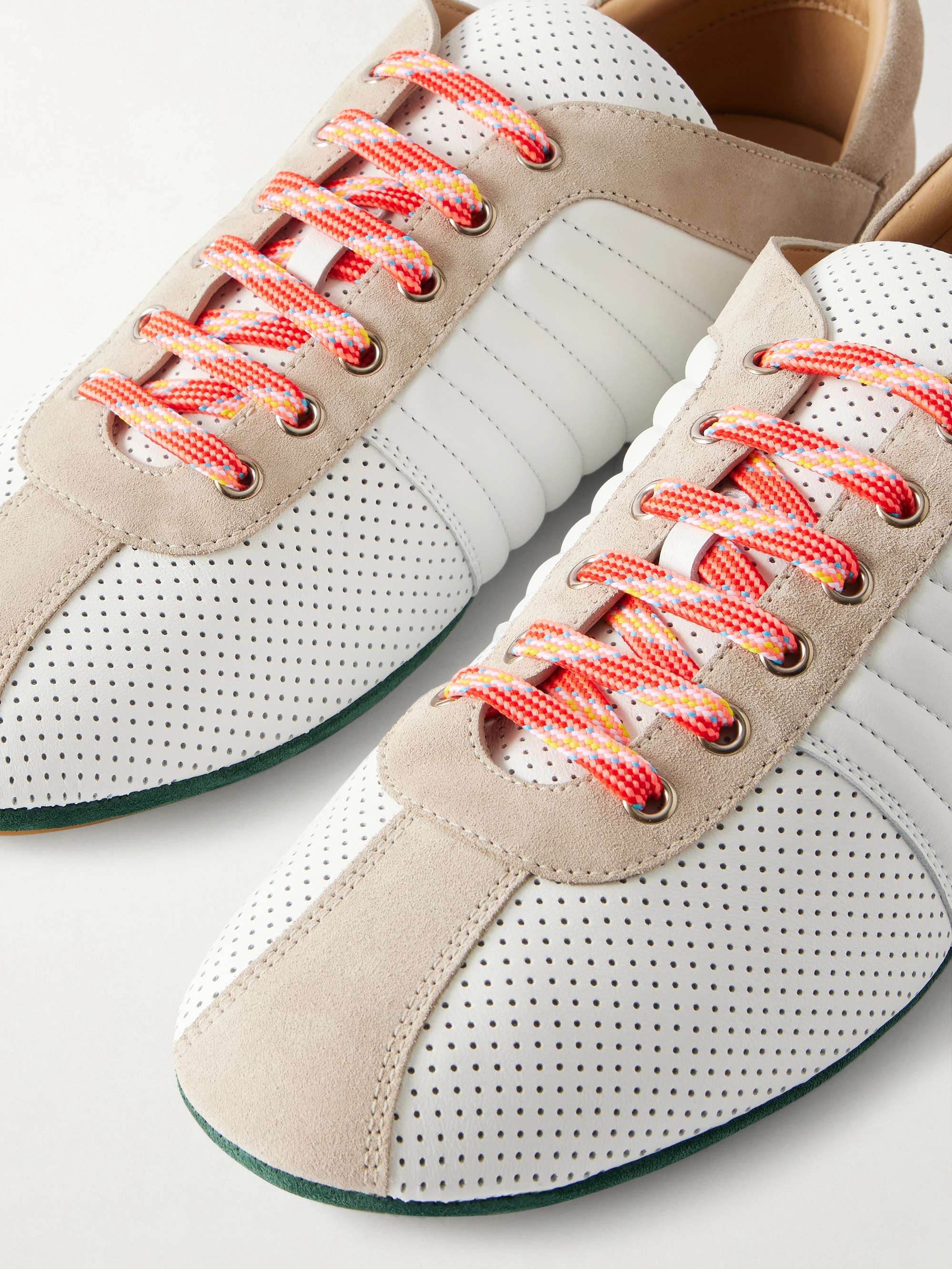 VALENTINO GARAVANI Suede-Trimmed Perforated Leather Sneakers for