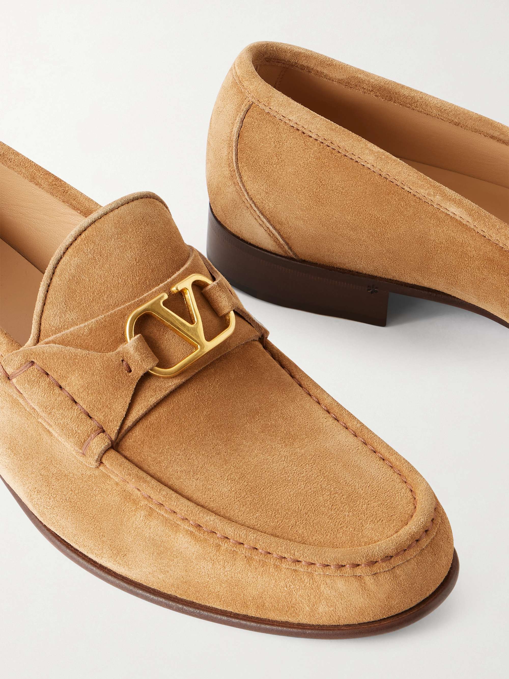 VALENTINO GARAVANI Logo-Embellished Suede Loafers for Men  display picture 2
