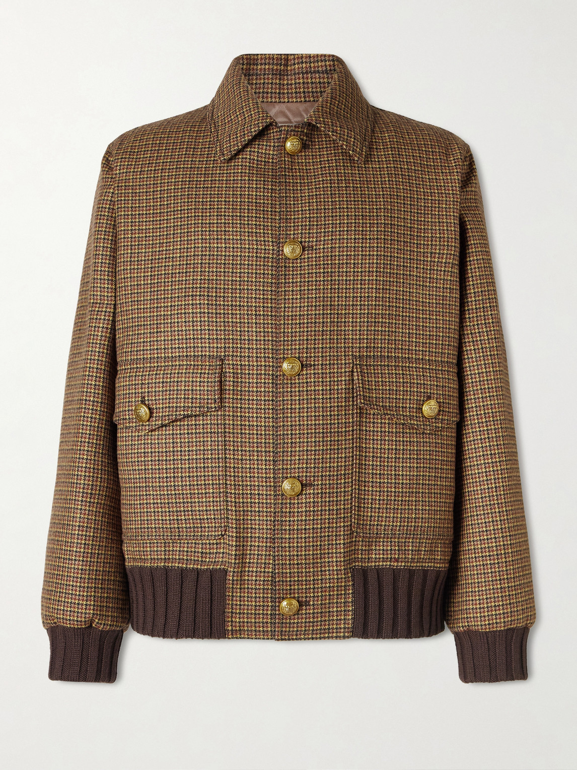 Valentino Garavani Padded Houndstooth Virgin Wool Bomber Jacket - Men
