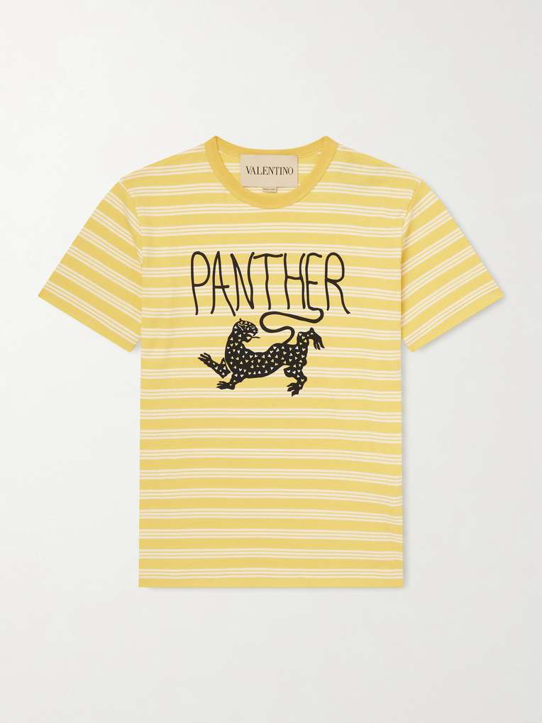 Valentino Garavani — Striped Printed Cotton-Jersey T-Shirt
