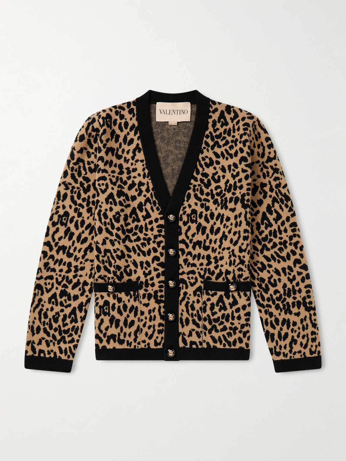 Valentino Garavani Leopard-Jacquard Knit Wool Cardigan - Men