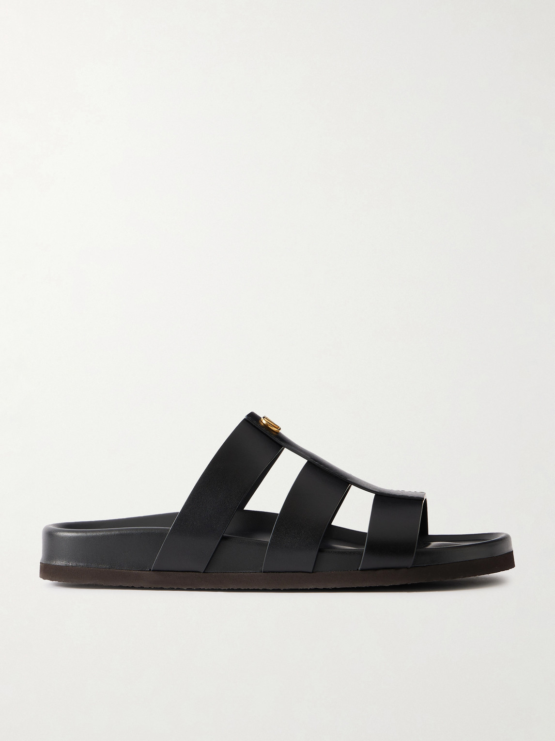 Valentino Garavani Studshield Logo-embellished Leather Sandals In Black