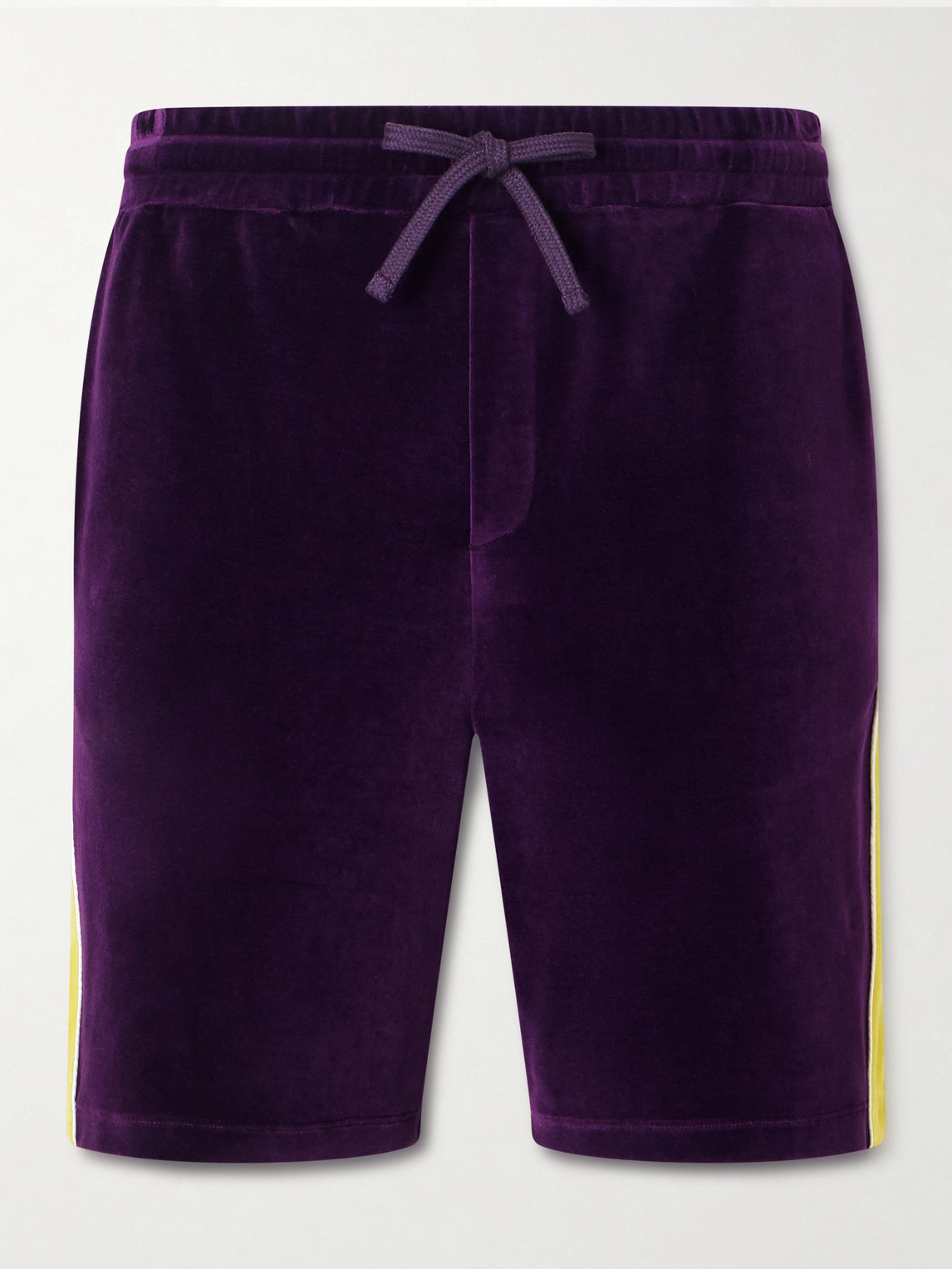 Valentino Slim-fit Appliquéd Cotton-blend Velvet Shorts In Transparent