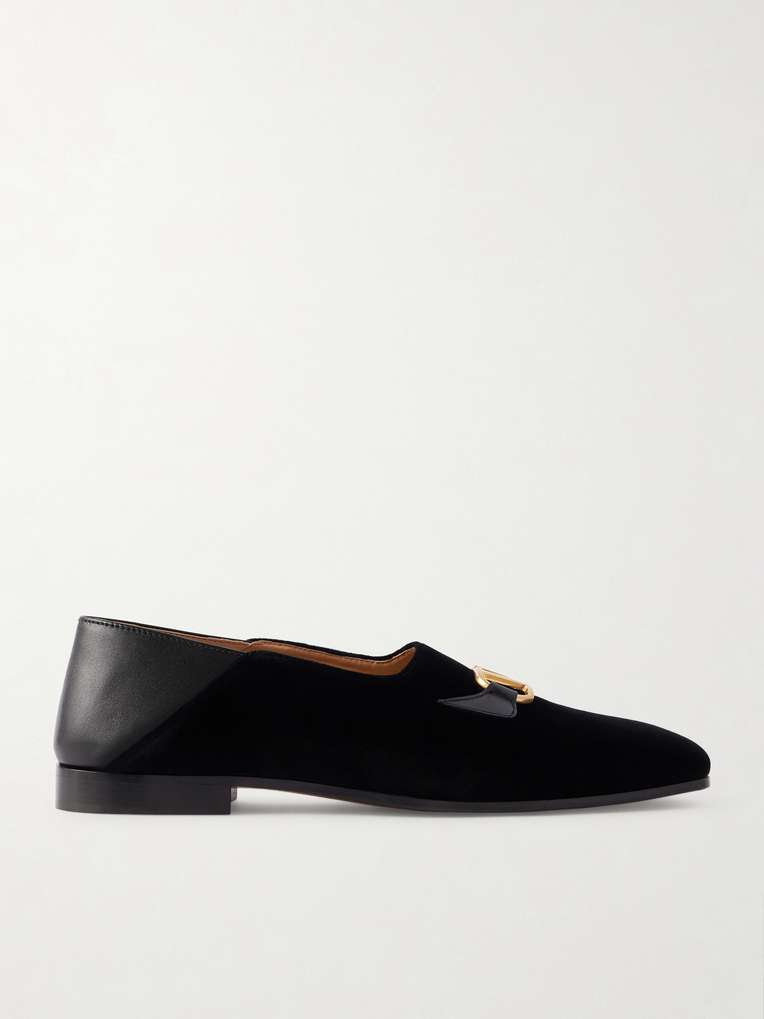 Valentino Garavani — Embellished Suede and Leather Loafers