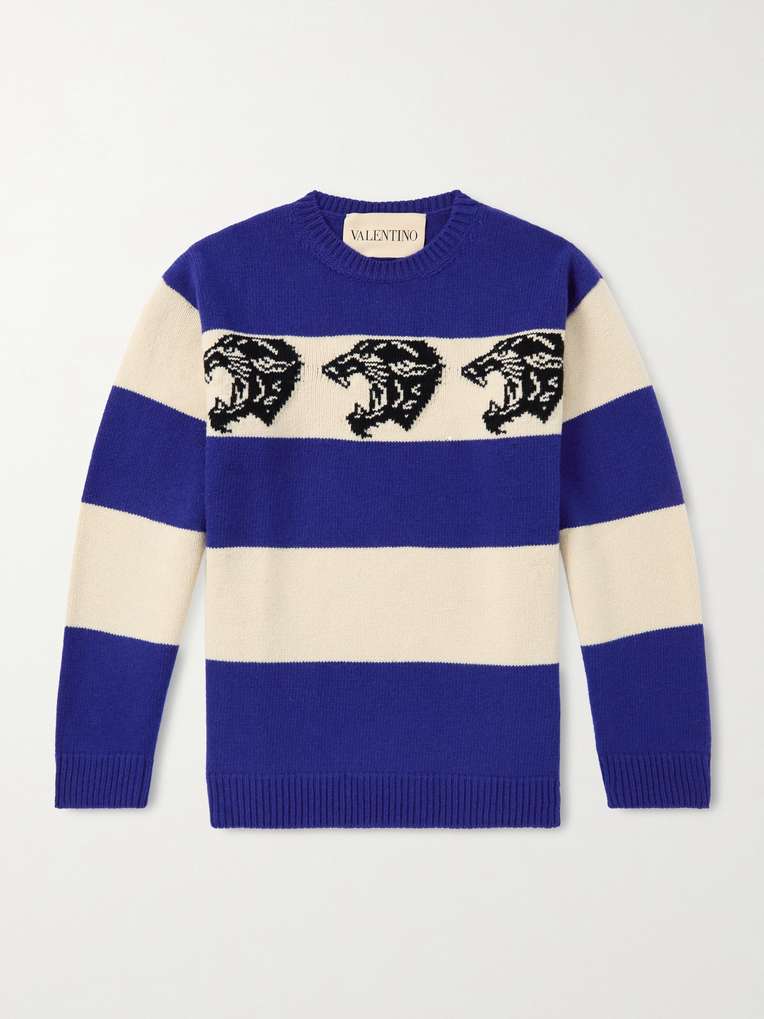 Valentino Garavani — Striped Jacquard-Knit Wool Sweater