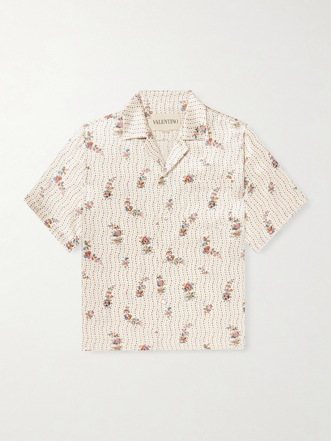 Valentino Garavani Camp-Collar Floral-Print Silk-Twill Shirt IT 50