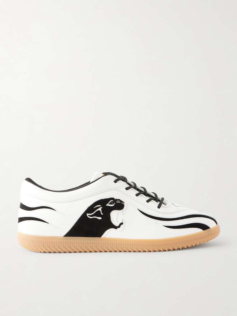 Valentino Garavani — Kicky Suede-Trimmed Leather Sneakers