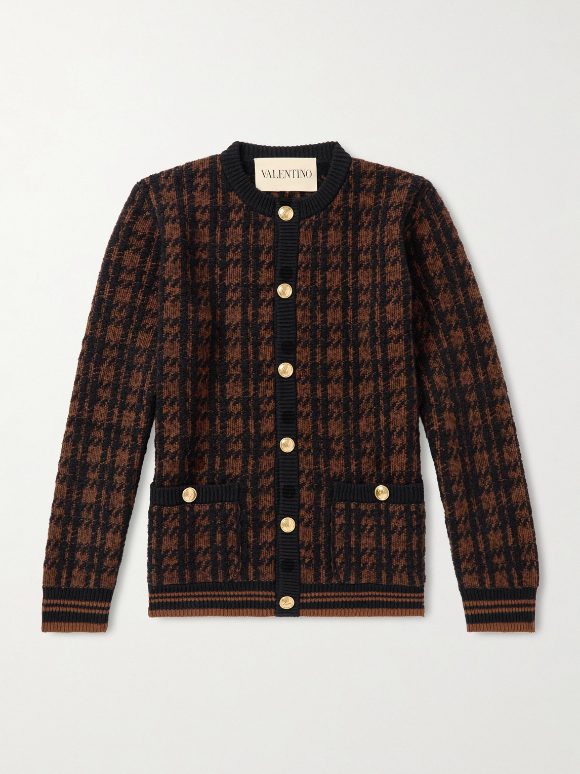 Valentino Garavani Houndstooth Wool-Blend Cardigan - Men