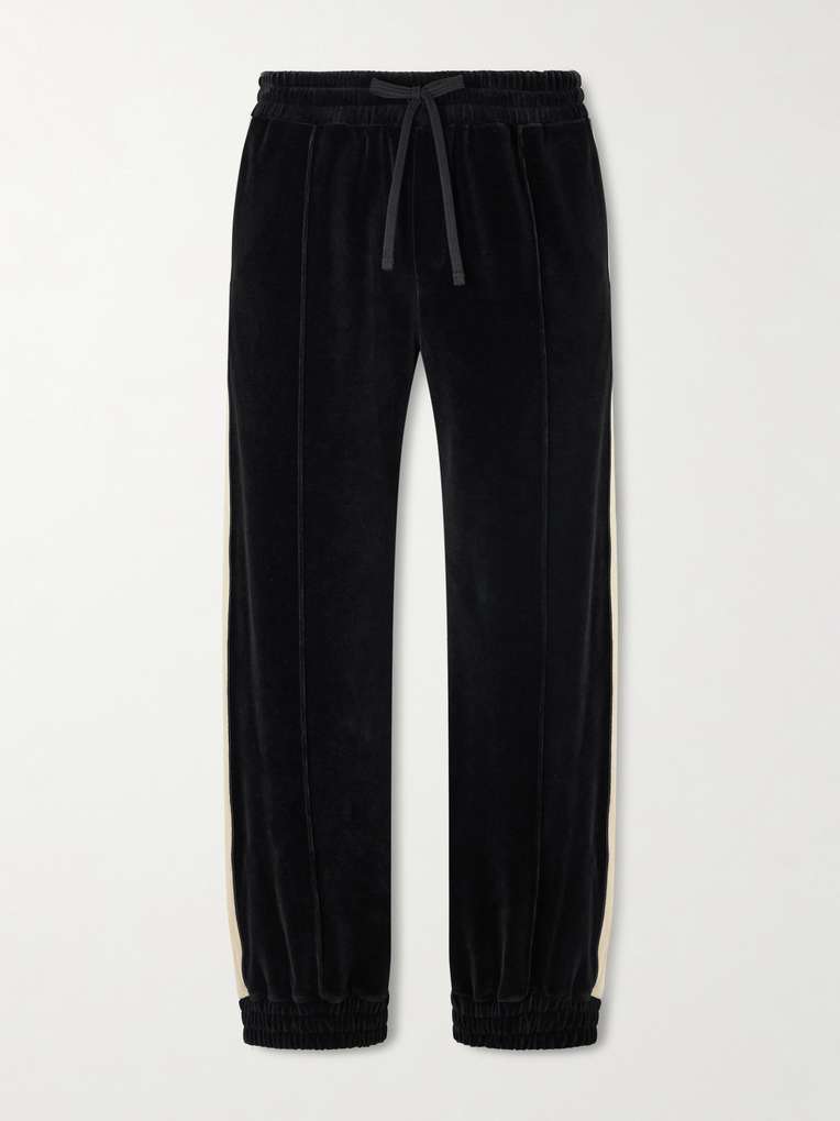 Valentino Garavani — Striped Cotton-Blend Velvet Sweatpants