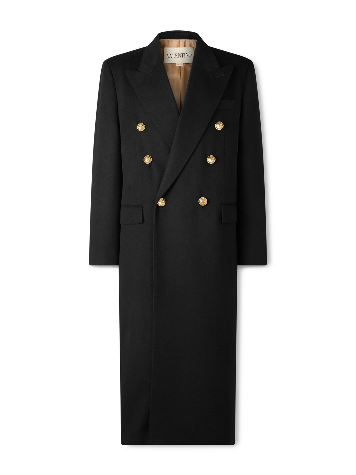 Valentino Double-breasted Virgin Wool Coat In Black
