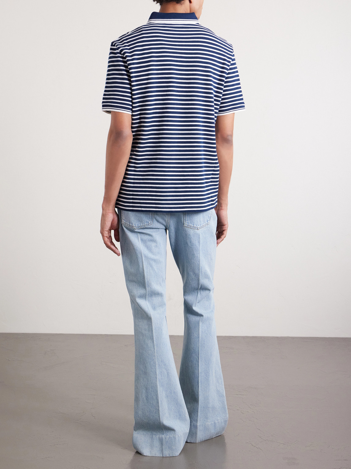 Valentino Garavani Signature Vlogo Patch Front Placket T-shirt In Size M In Blue