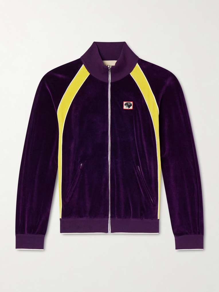 Valentino Garavani — Appliquéd Cotton-Blend Velvet Track Jacket