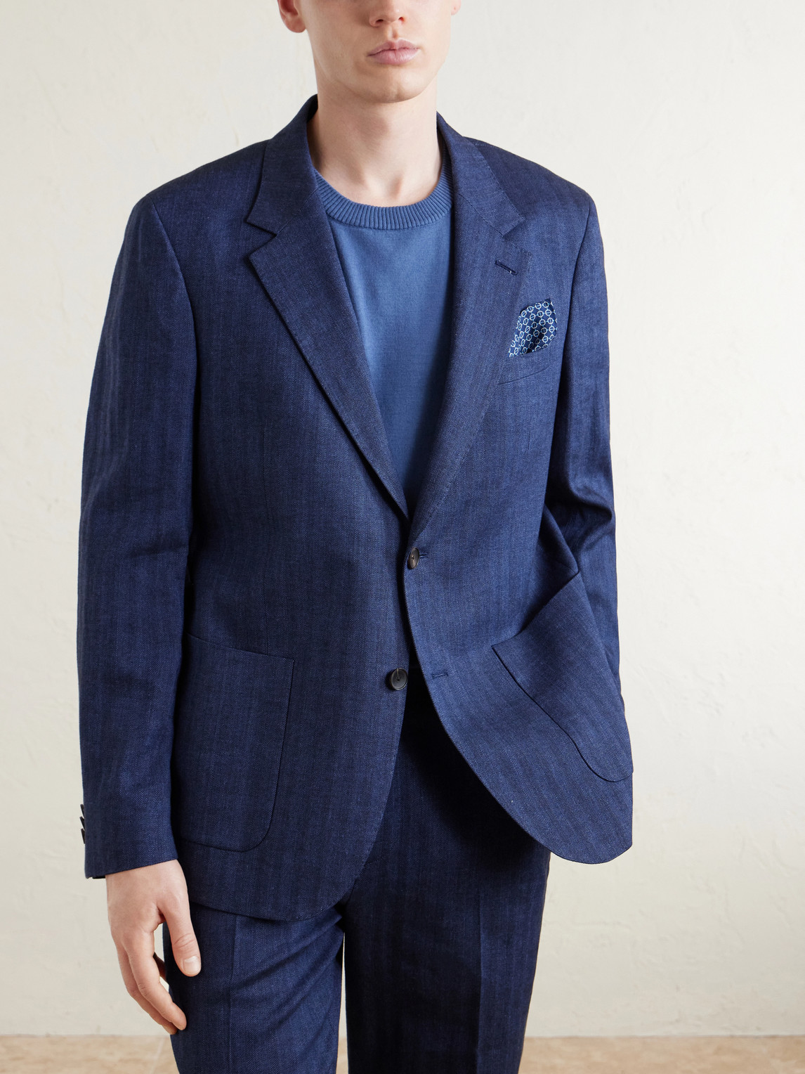  Mr P. - Herringbone Linen-blend Suit Jacket - Men - Blue - 36 
