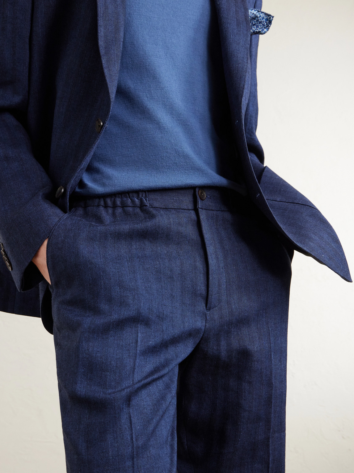 Mr P. - James Tapered Herringbone Linen-Blend Suit Trousers