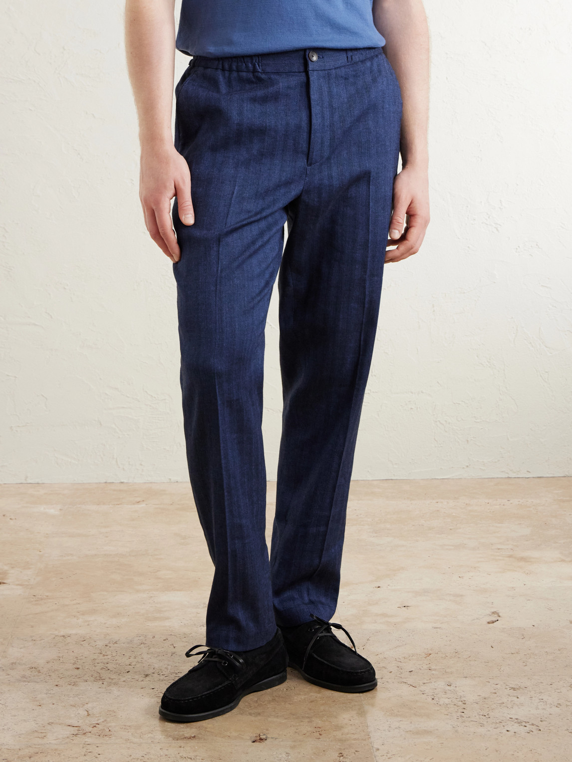 Mr P. - James Tapered Herringbone Linen-Blend Suit Trousers