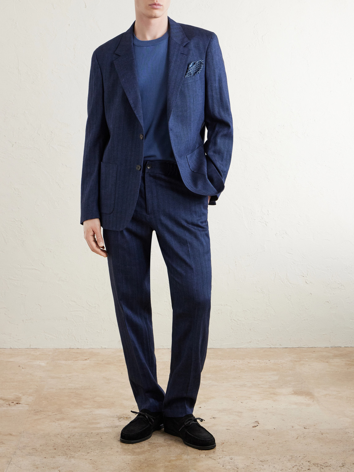 Mr P. - James Tapered Herringbone Linen-Blend Suit Trousers