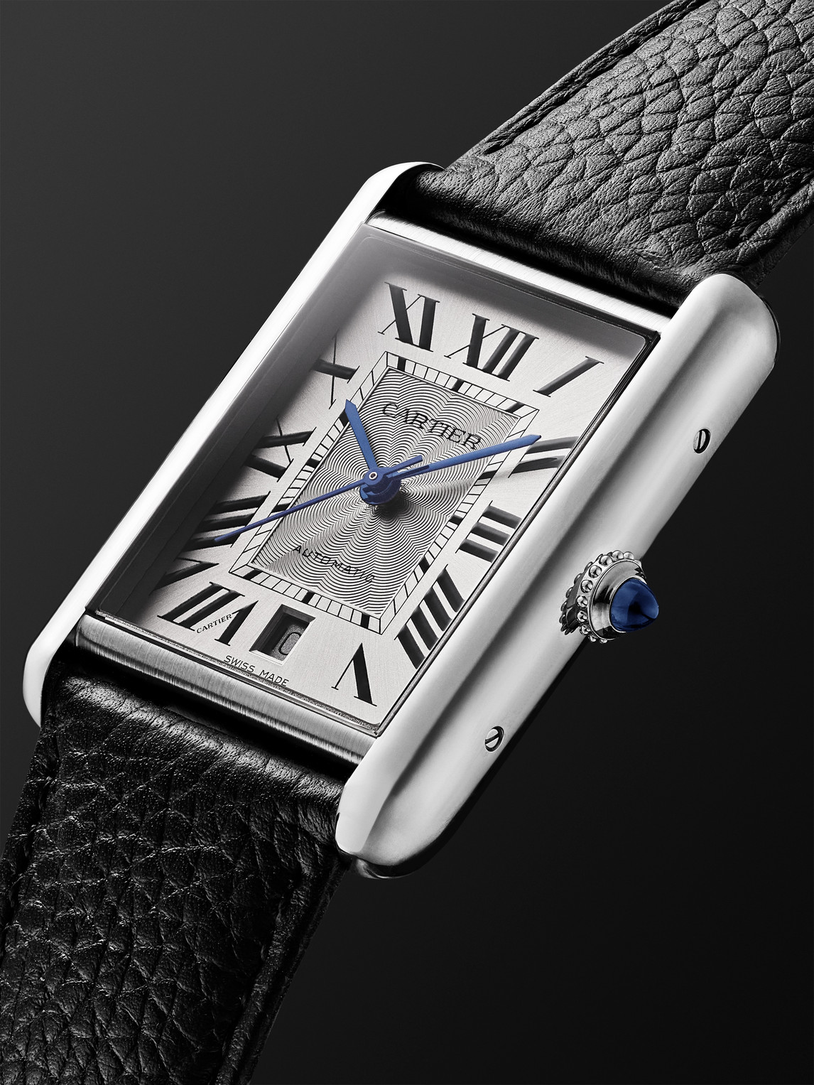  Cartier - Tank Must Extra-large Automatic 41mm Stainless Steel And Leather Watch, Ref. No. Wsta0040 - Men - White 