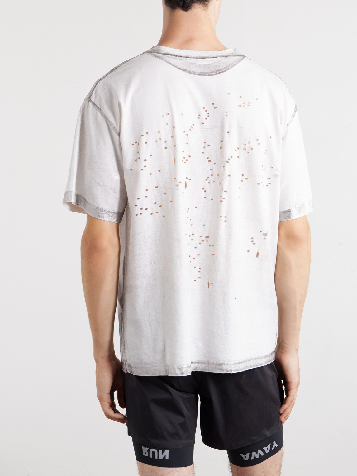 Logo-Print Distressed Mothtech™ Cotton-Jersey T-Shirt
