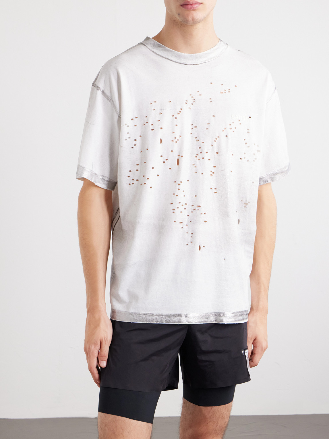 Logo-Print Distressed Mothtech™ Cotton-Jersey T-Shirt