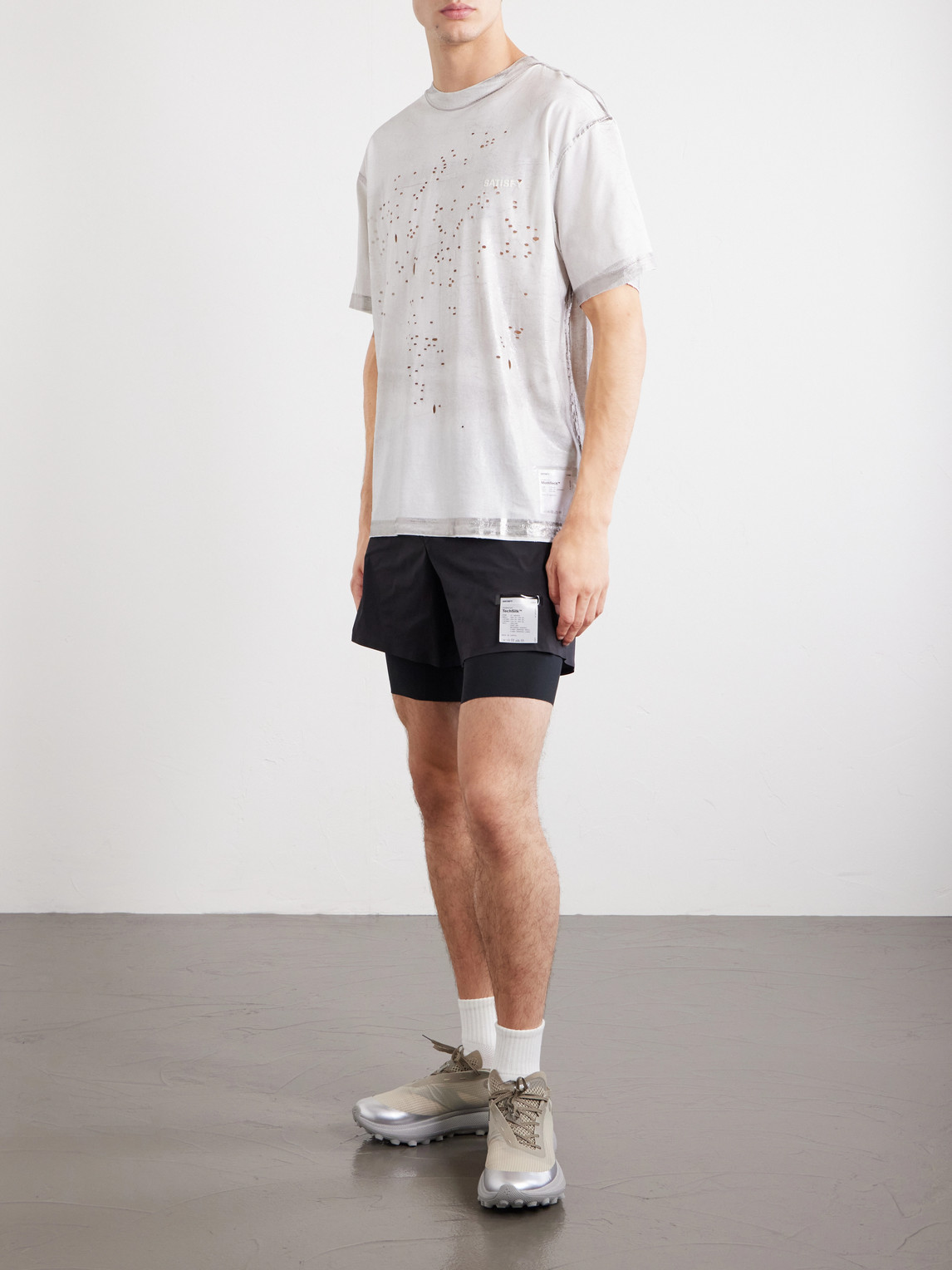 Logo-Print Distressed Mothtech™ Cotton-Jersey T-Shirt