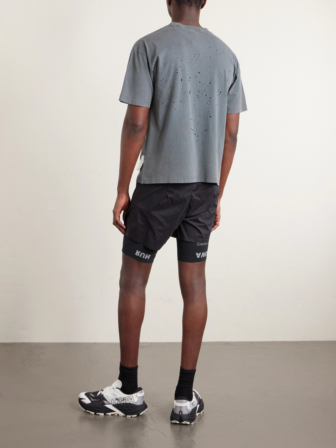 Logo-Print Distressed Mothtech™ Cotton-Jersey T-Shirt