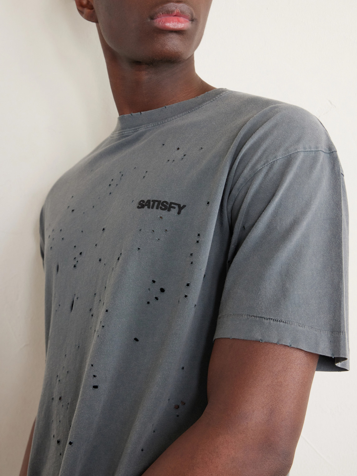 Logo-Print Distressed Mothtech™ Cotton-Jersey T-Shirt