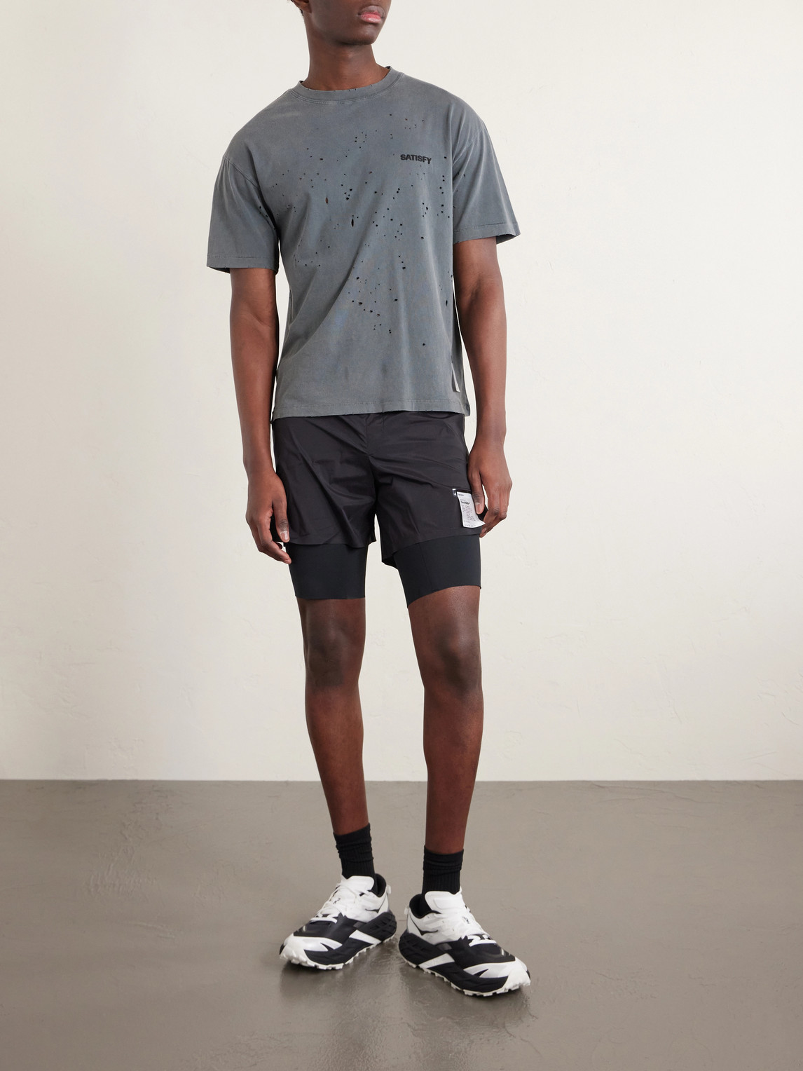 Logo-Print Distressed Mothtech™ Cotton-Jersey T-Shirt