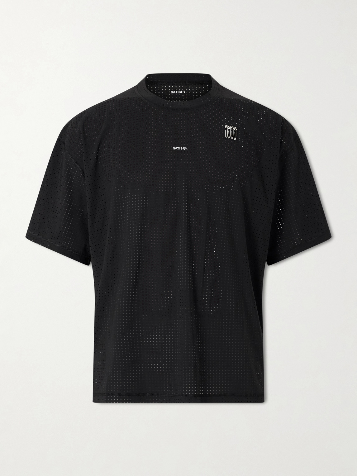 Satisfy – Embellished Logo-Appliquéd Space-O™ Mesh T-shirt