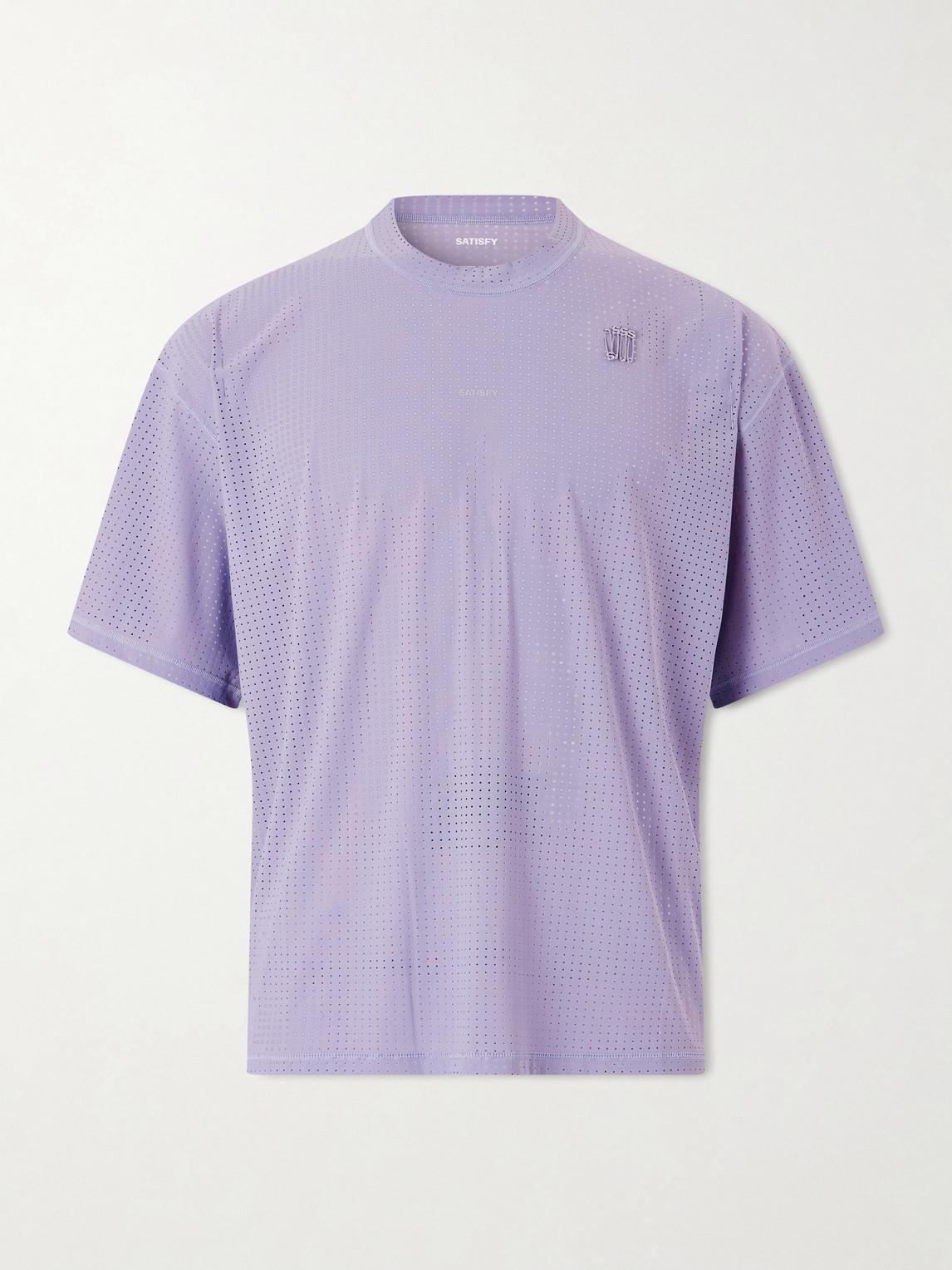 Satisfy – Embellished Logo-Appliquéd Space-O™ Mesh T-shirt