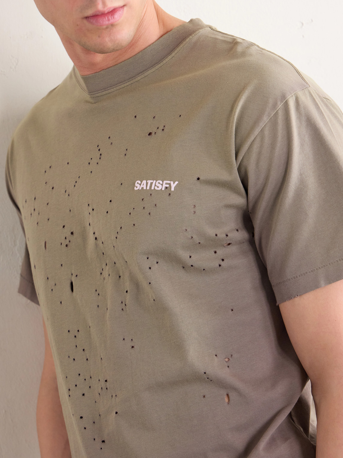 Logo-Print Distressed Mothtech™ Organic Cotton-Jersey T-Shirt