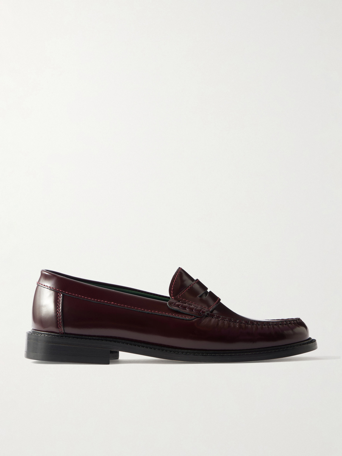 Vinny's Yardee Polished-leather Penny Loafers In Brown