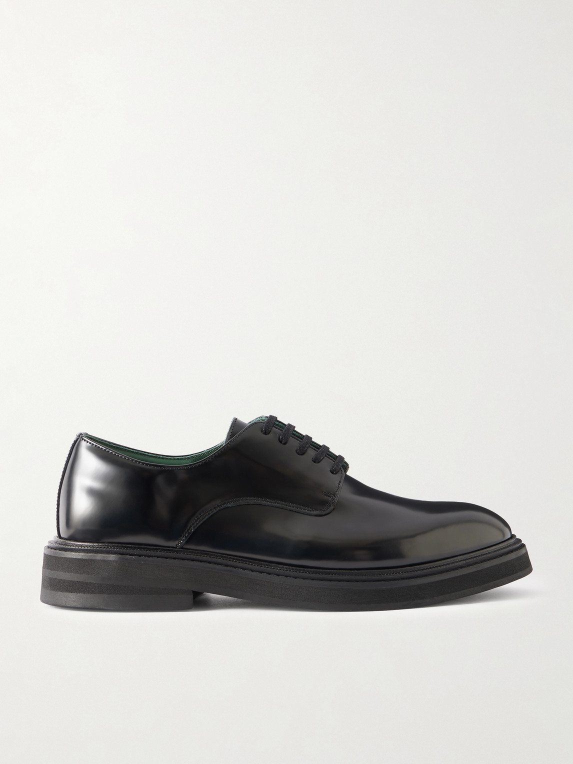 Vinny's Officer Polished-leather Derby Shoes In Black