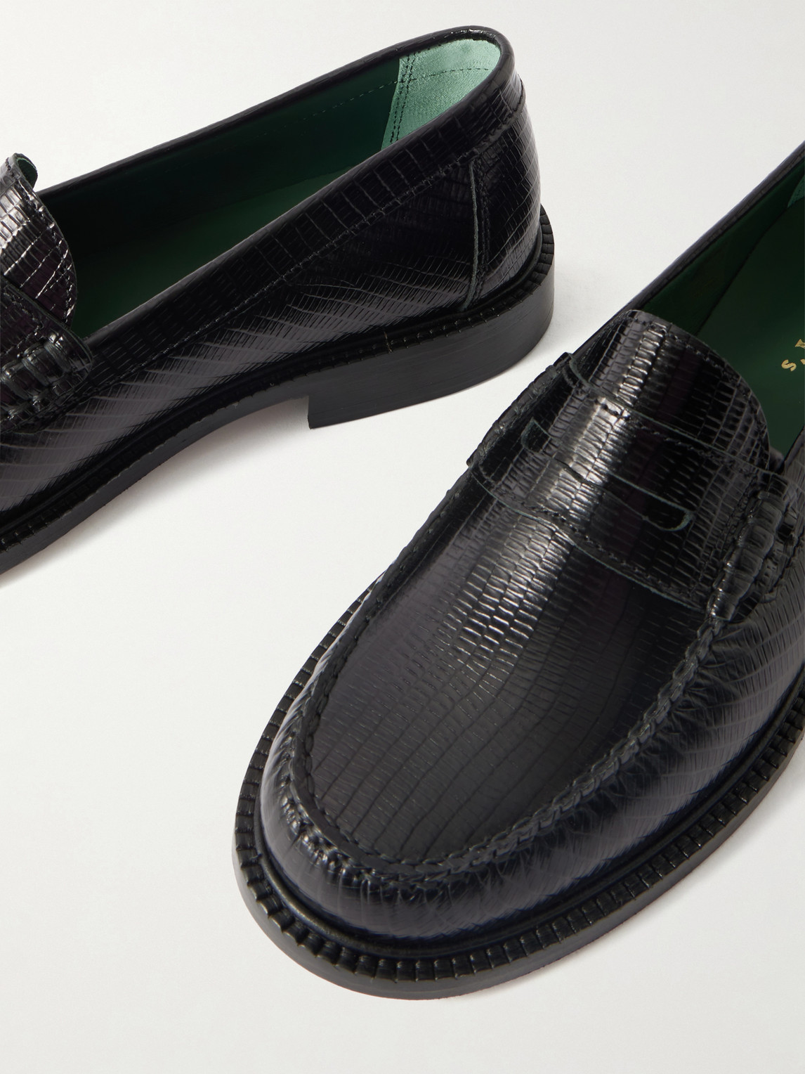 Yardee Lizard-Effect Leather Penny Loafers