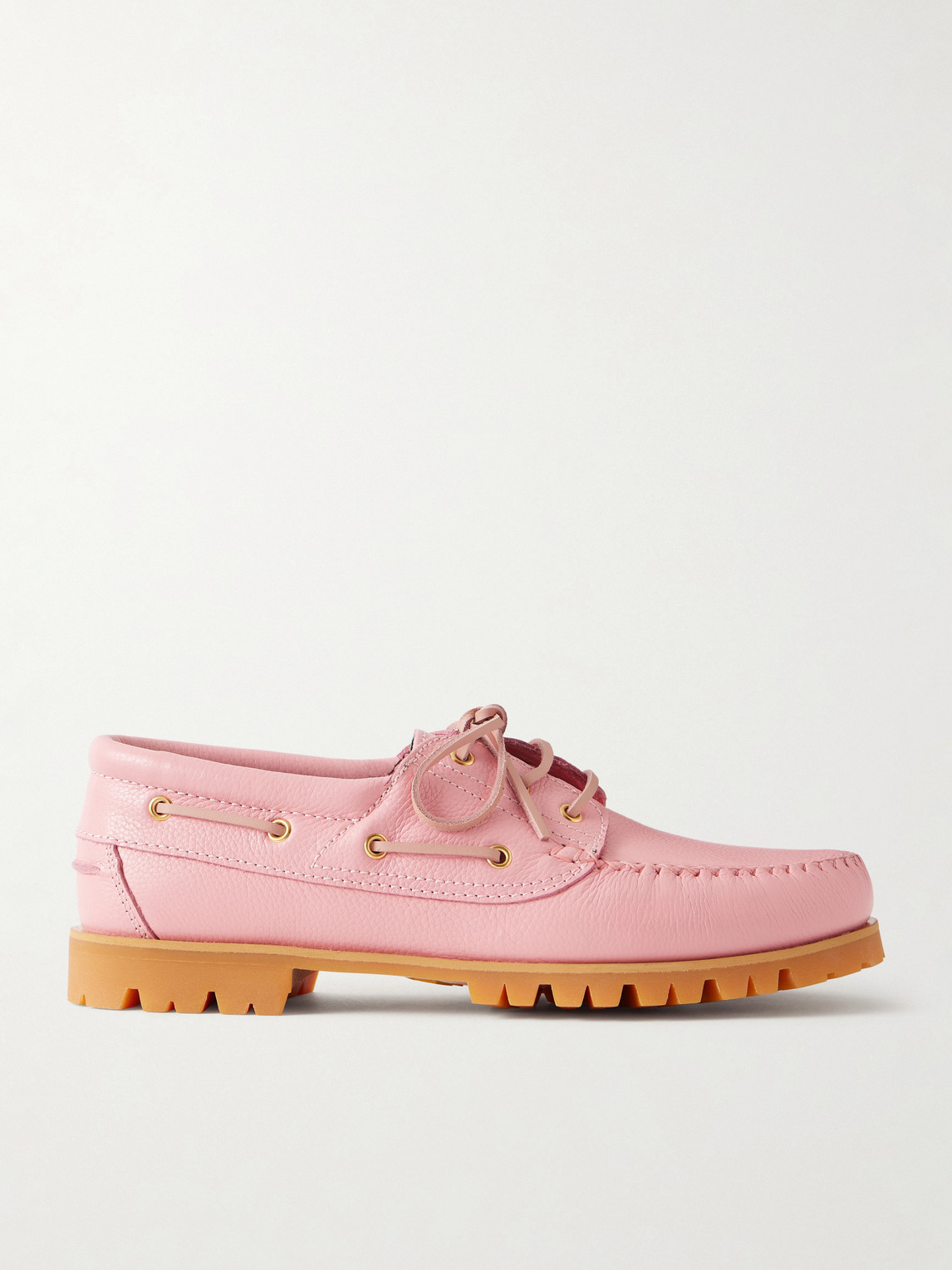 Vinny's Aztec Full-grain Leather Boat Shoes In Pink