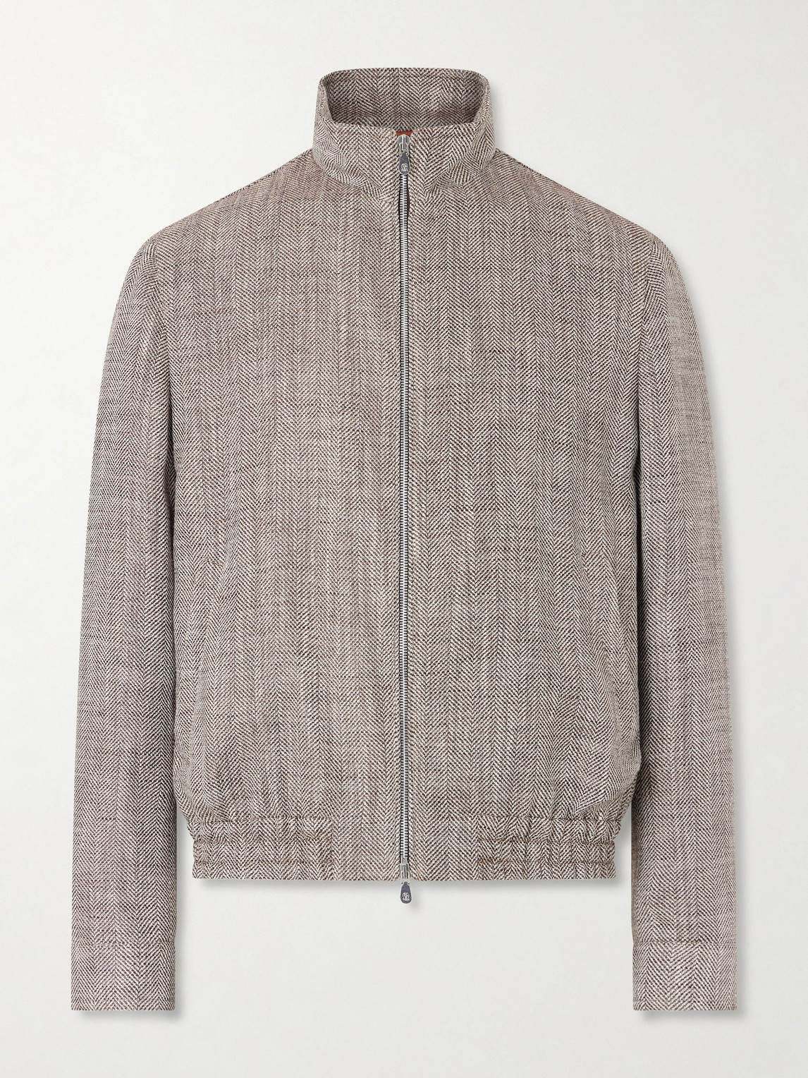 Brunello Cucinelli Herringbone Bomber Jacket IT 52