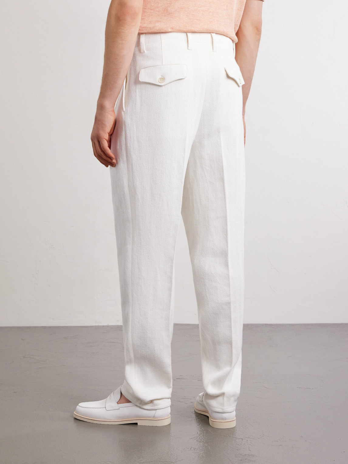 Straight-Leg Cotton And Linen-Blend Trousers