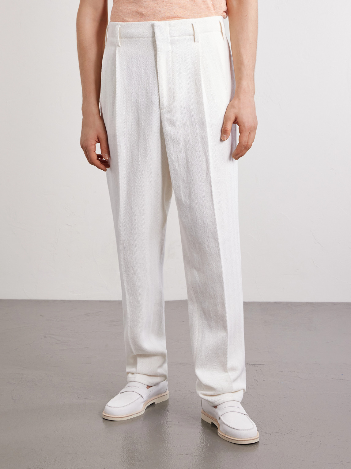 Straight-Leg Cotton And Linen-Blend Trousers