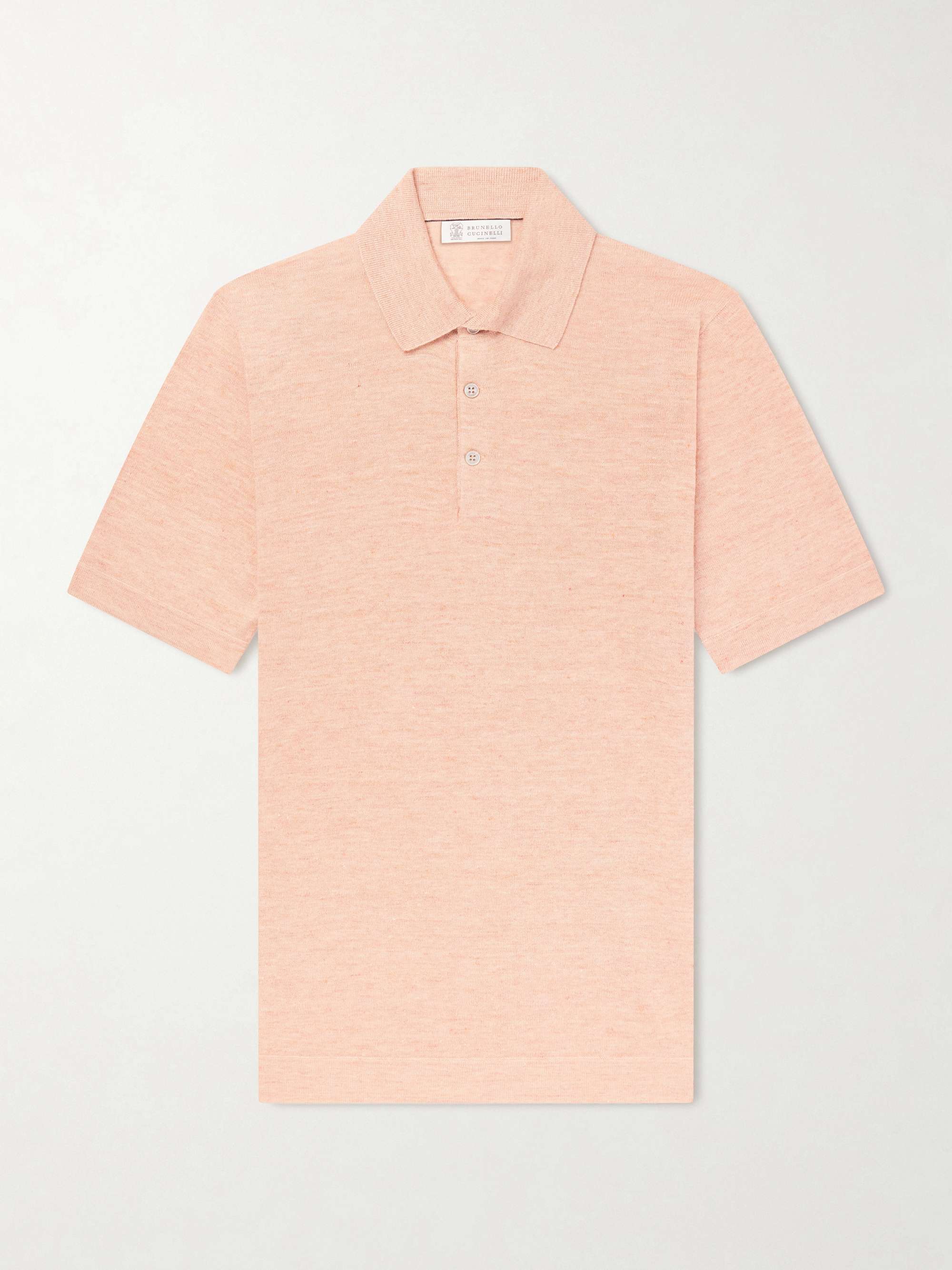 BRUNELLO CUCINELLI Mélange Linen and Cotton-Blend Polo Shirt