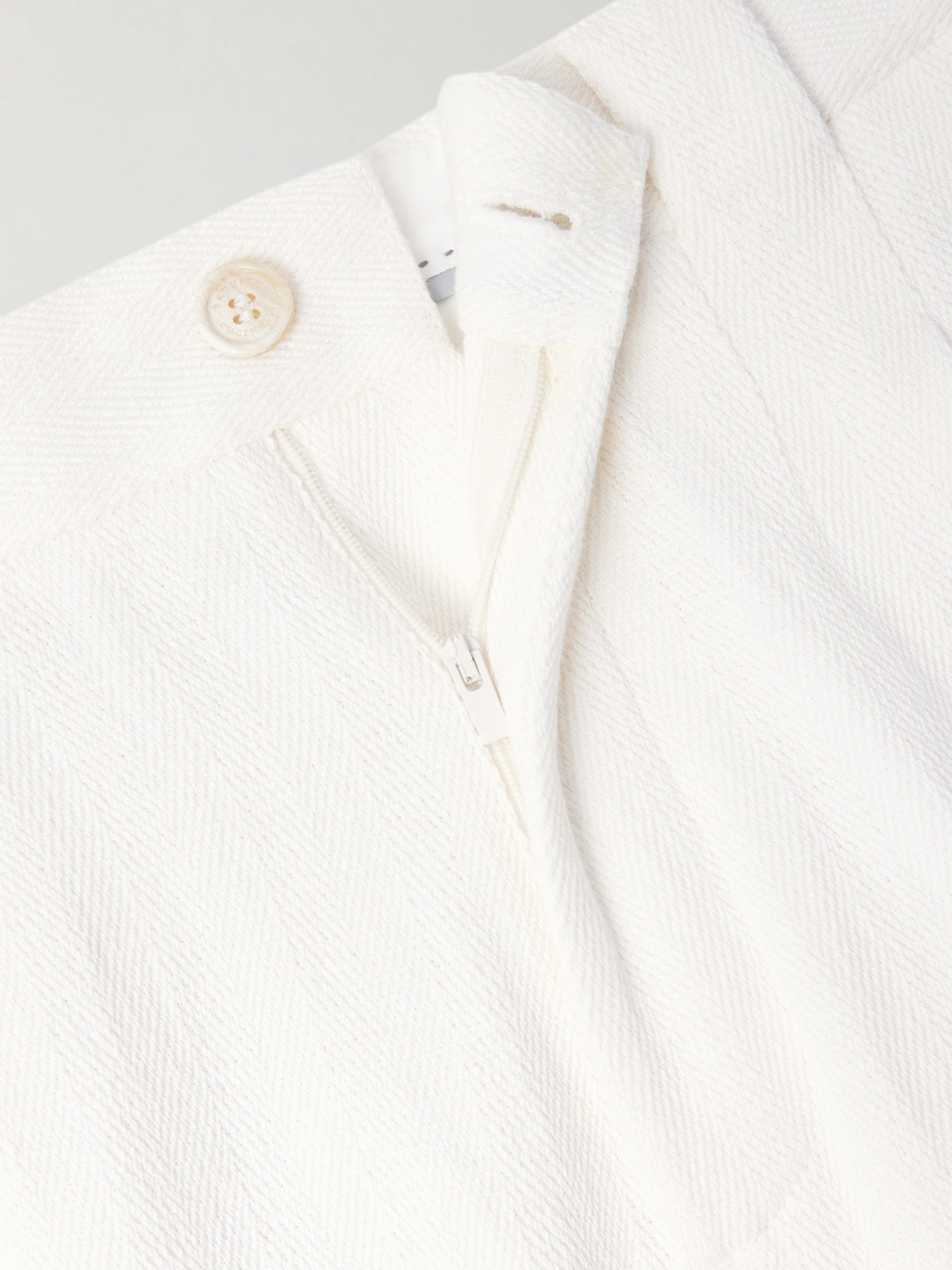 Straight-Leg Pleated Herringbone Cotton And Linen-Blend Trousers